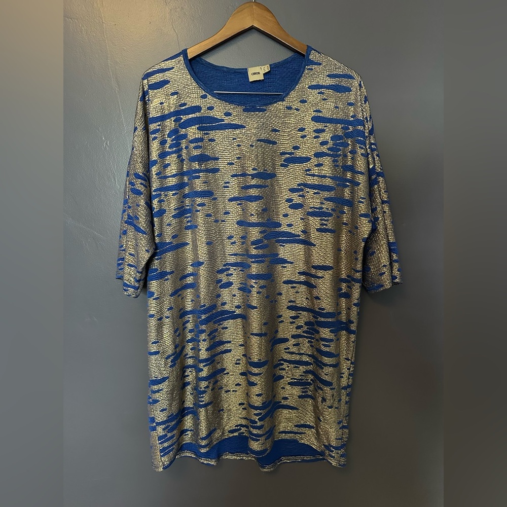 ASOS Metallic Oversized Edgy Glam Tunic Mini Dress EUC Size 10